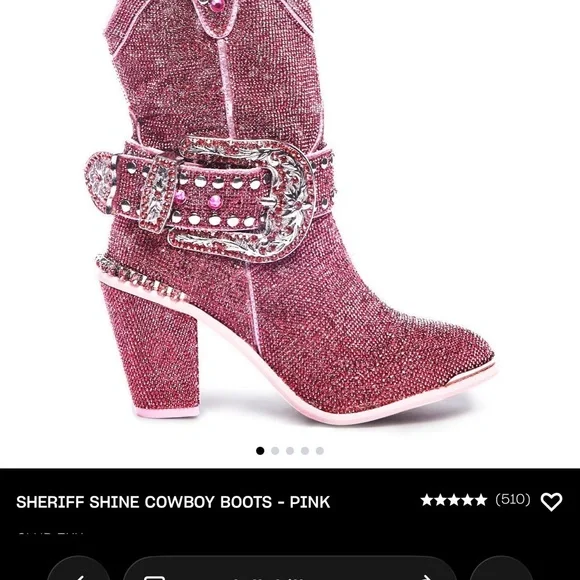 Pink Rhinestone Western Boots - Picture 3 of 8